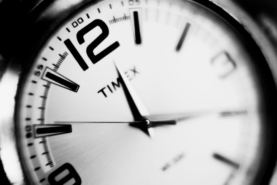 A close-up view of a Timex analog watch face, illustrating its features.